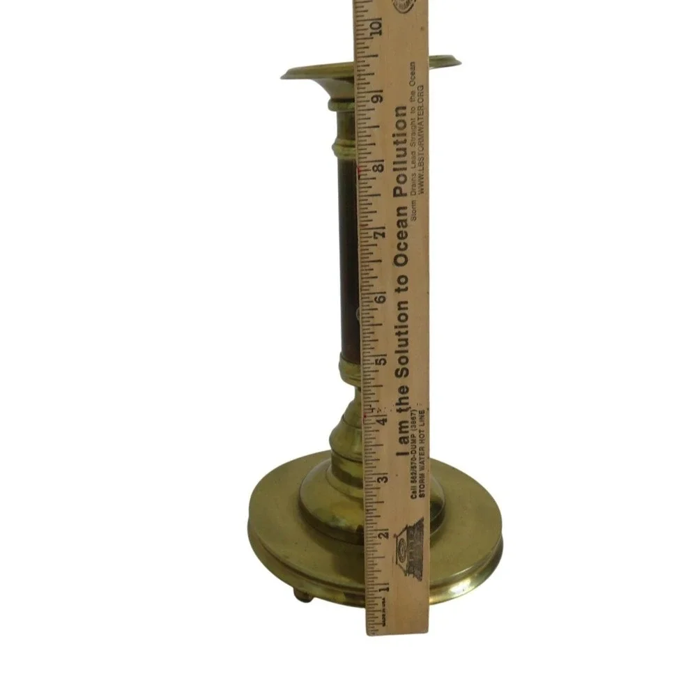 Vintage Brass Candlestick Holder Dark Pillar Accent Push Up Adjustable Candle‎